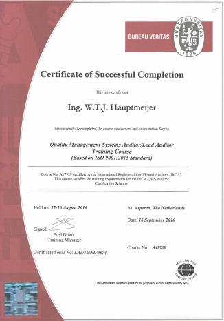 Lead Auditor ISO9001:2015 certificaat